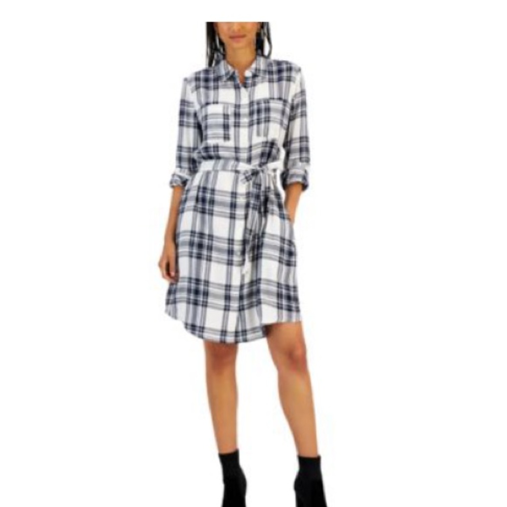 Plaid shirt dress